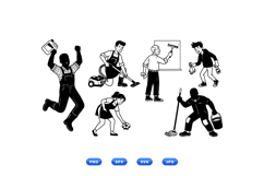 Hand Drawn Cleaning Worker Clipart For Crafts Product Image 1