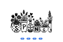 Hand Drawn Spring Potted Floral For Crafts Product Image 1