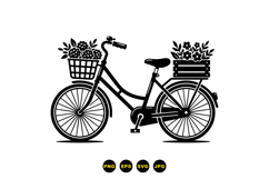 Floral Bicycle SVG Clipart For Wedding Invites Product Image 1