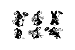 Hand Drawn Bunny Floral Clipart For Easter Crafts Product Image 2