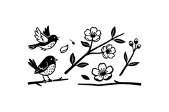 Hand Drawn Bird And Blossom SVG For Invitations Product Image 1