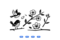 Hand Drawn Bird And Blossom SVG For Invitations Product Image 2