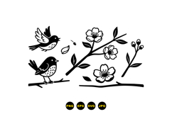 Hand Drawn Bird And Blossom SVG For Invitations Product Image 3