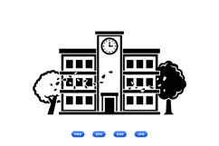 Hand Drawn Autumn School Building Clipart Product Image 2