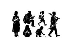 Hand Drawn People Silhouette For Crafts Product Image 1