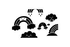 Cute Kawaii Rainbow And Cloud SVG For Crafts Product Image 1