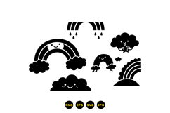 Cute Kawaii Rainbow And Cloud SVG For Crafts Product Image 3