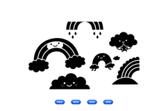 Cute Kawaii Rainbow And Cloud SVG For Crafts Product Image 2