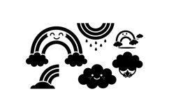 Hand Drawn Rainbow Cloud Clipart For Crafts Product Image 2
