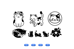 Hand Drawn Cat Floral SVG For Crafts Product Image 2