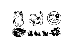 Hand Drawn Cat Floral SVG For Crafts Product Image 1