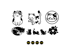 Hand Drawn Cat Floral SVG For Crafts Product Image 3