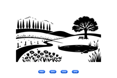 Hand Drawn Countryside Landscape Vector Kit For Crafts Product Image 1
