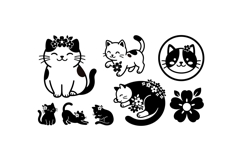 Hand Drawn Floral Cat Clipart For Crafts Product Image 3