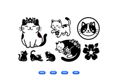 Hand Drawn Floral Cat Clipart For Crafts Product Image 2