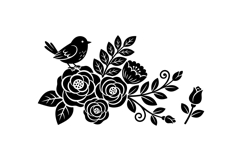 Hand Drawn Bird And Rose Floral Clipart For Crafts Product Image 2
