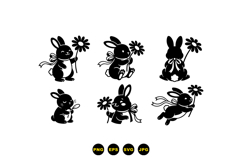 Cute Bunny Flower Clipart For Easter Crafts Product Image 3