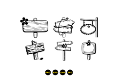 Hand Drawn Wooden Sign Clipart For Crafts Product Image 3