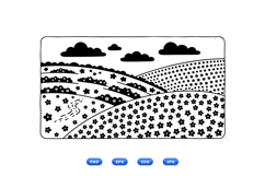 Hand Drawn Floral Hills For Crafting Product Image 1