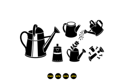 Hand Drawn Watering Can Clipart For Garden Crafts Product Image 3