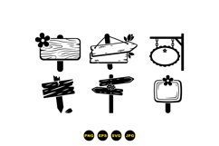 Hand Drawn Wooden Sign Clipart For Crafts Product Image 3