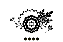 Black Folk Floral SVG For Crafts And Invitations Product Image 3