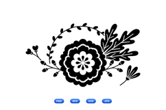 Black Folk Floral SVG For Crafts And Invitations Product Image 2