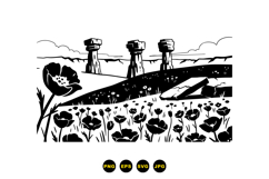 Hand Drawn Poppy Field Vector For Crafts Product Image 3