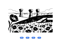 Hand Drawn Poppy Field Vector For Crafts Product Image 1