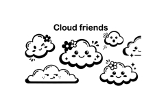 Cute Cloud Friends SVG For Kids Crafts Product Image 3