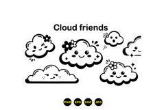 Cute Cloud Friends SVG For Kids Crafts Product Image 1