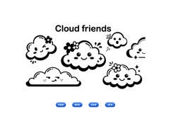 Cute Cloud Friends SVG For Kids Crafts Product Image 2