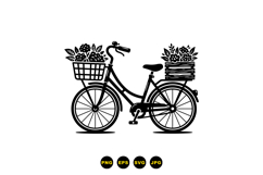 Hand Drawn Bicycle Floral For Crafts Product Image 1