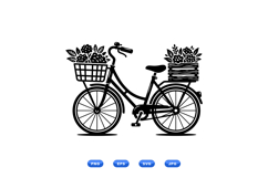 Hand Drawn Bicycle Floral For Crafts Product Image 2