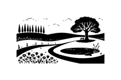 Hand Drawn Countryside Silhouette For Crafts Product Image 1