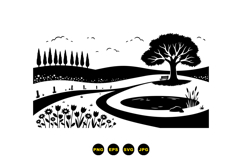Hand Drawn Countryside Silhouette For Crafts Product Image 3