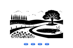 Hand Drawn Countryside Silhouette For Crafts Product Image 2