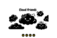 Cute Cloud Friends Vector Clipart For Kids Product Image 3