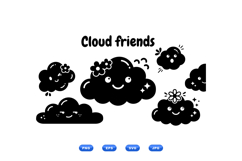 Cute Cloud Friends Vector Clipart For Kids Product Image 2
