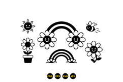 Cute Smiling Daisy Rainbow Clipart Product Image 3