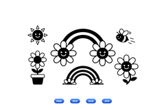 Cute Smiling Daisy Rainbow Clipart Product Image 1