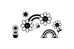 Hand Drawn Smiling Flowers And Rainbows For Crafts Product Image 3