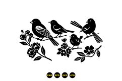 Hand Drawn Bird And Floral Clipart For Crafts Product Image 3