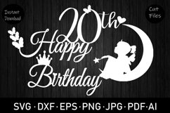 20th Birthday Fairy SVG, Cake Topper SVG, EPS, DXF Product Image 3