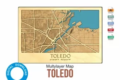 Toledo, Ohio Street Map 3d Laser cut SVG, USA City Product Image 1
