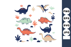 Cute dinosaurs collection with colorful prehistoric reptiles Product Image 1