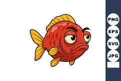 Cartoon red fish with yellow fins and expressive eyes vector Product Image 1