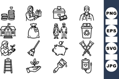 Charity And Care Line Icon Set For Nonprofit Use Product Image 1