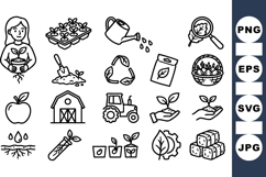 Farm Gardening Line Art Icons Set For Eco Projects Product Image 1