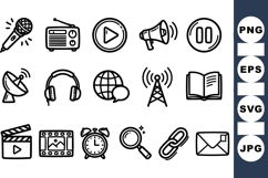 Hand Drawn Media Icon Clipart Set for Branding Product Image 1